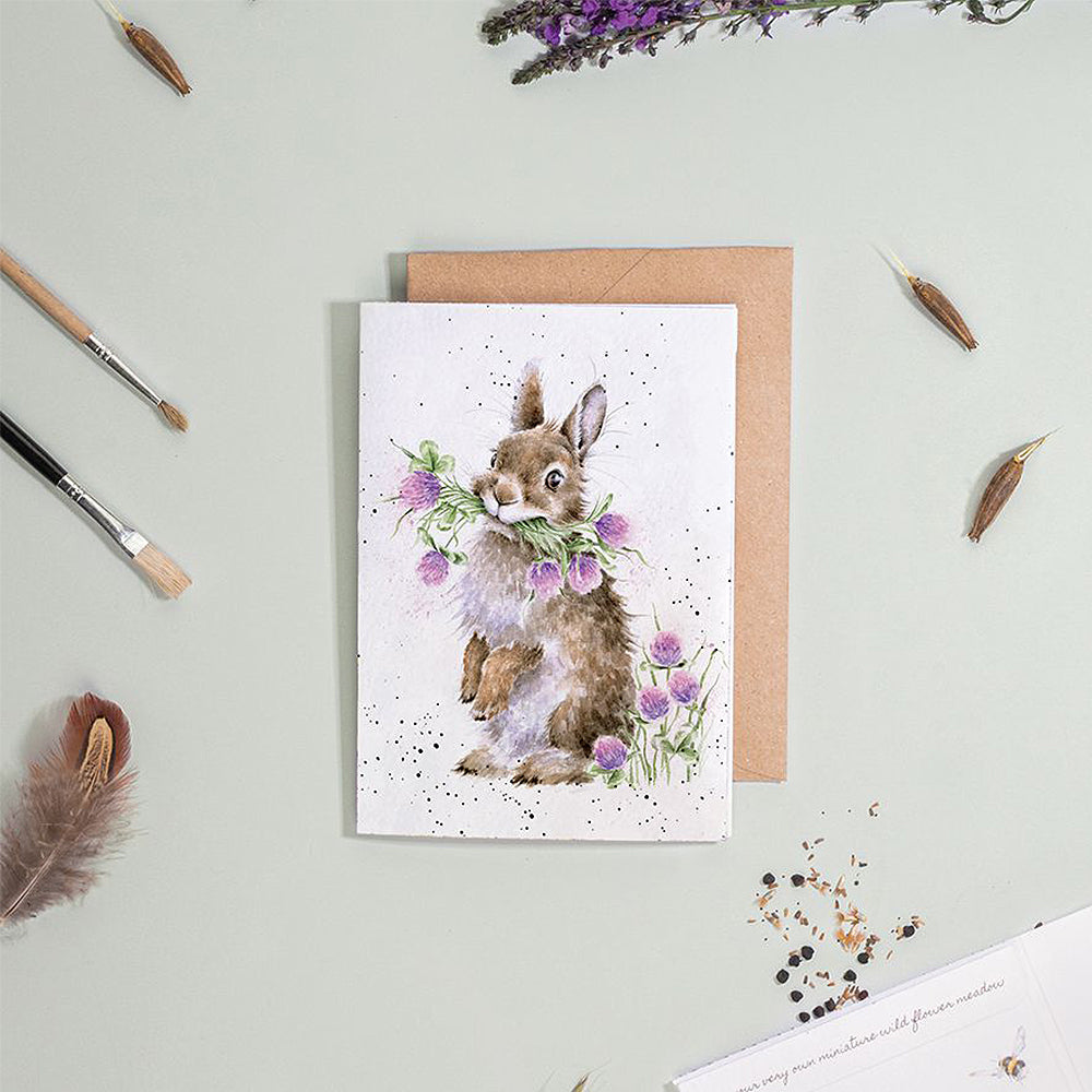 Bunny & Clover | Blank Card & Wild Flower Seeds | 10.5x15cm | Wrendale Designs