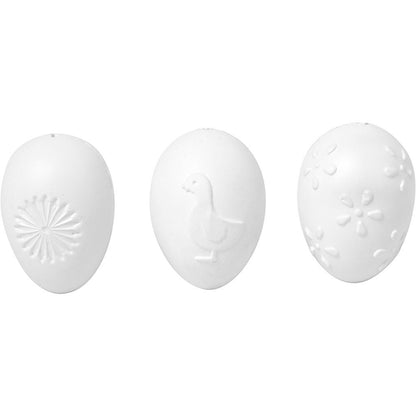 12 Embossed White Hollow One Piece Matt Plastic Easter Eggs for Crafts